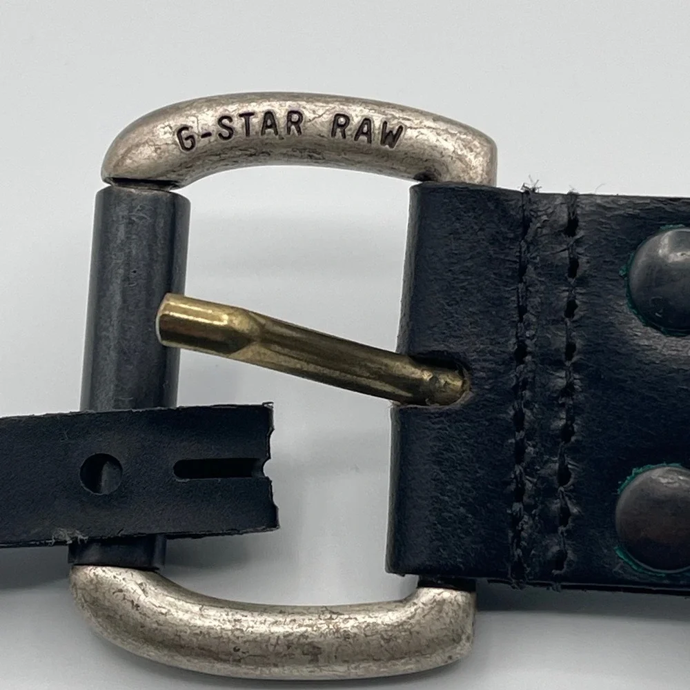 G-Star Raw Dast Belt Black Leather Roller Buckle Size 75 30 D20177-3127-990